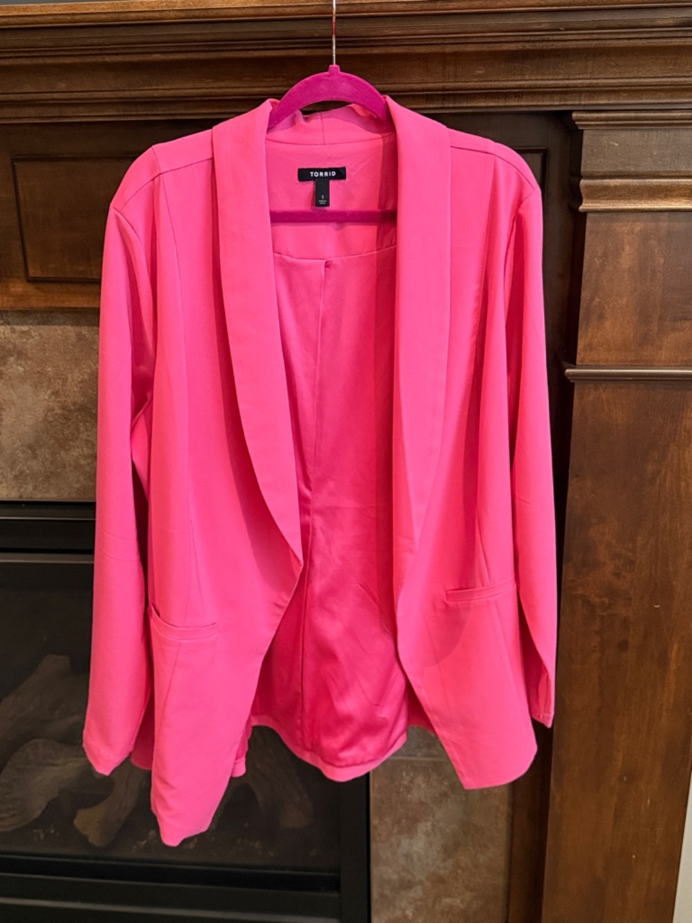 Torrid Bright Pink Open-Front Draped Blazer 1X statement Barbie bold maximalist